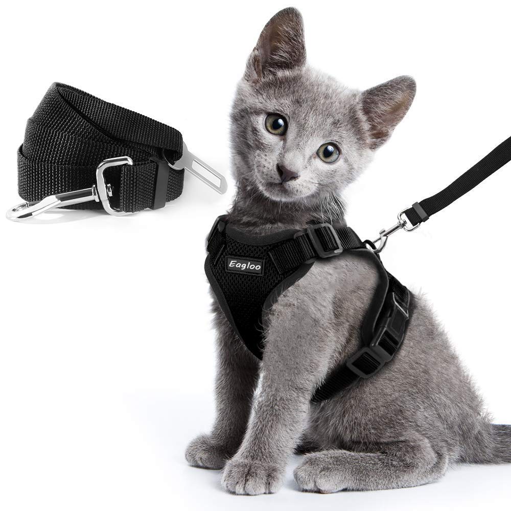 Toll Escape Proof Cat Vest Harness And Car Seat Belt Adapter Adjustable Reflective Cat Harness Soft Mesh Harness For Kitten Puppy