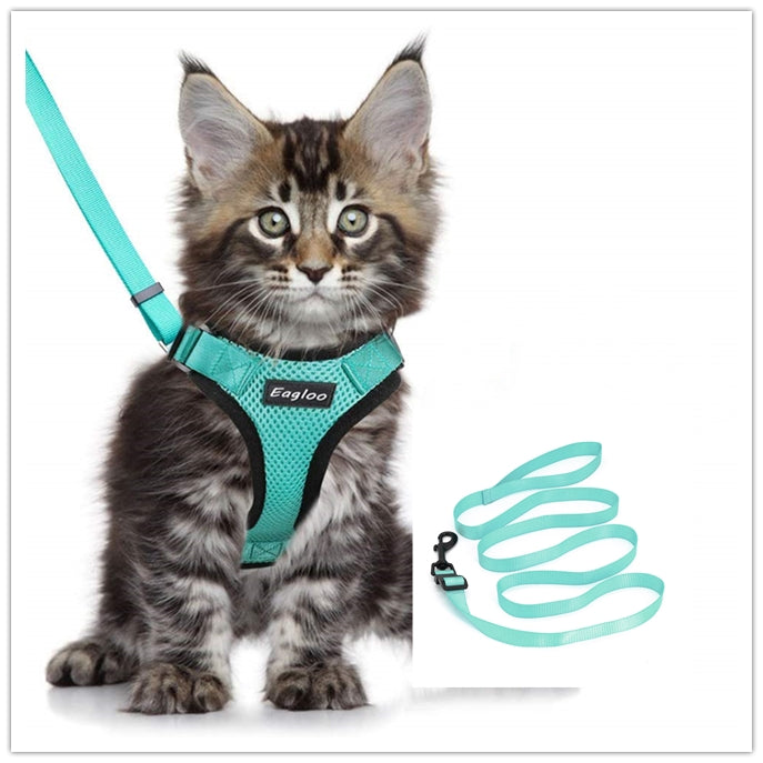 Toll Escape Proof Cat Vest Harness And Car Seat Belt Adapter Adjustable Reflective Cat Harness Soft Mesh Harness For Kitten Puppy