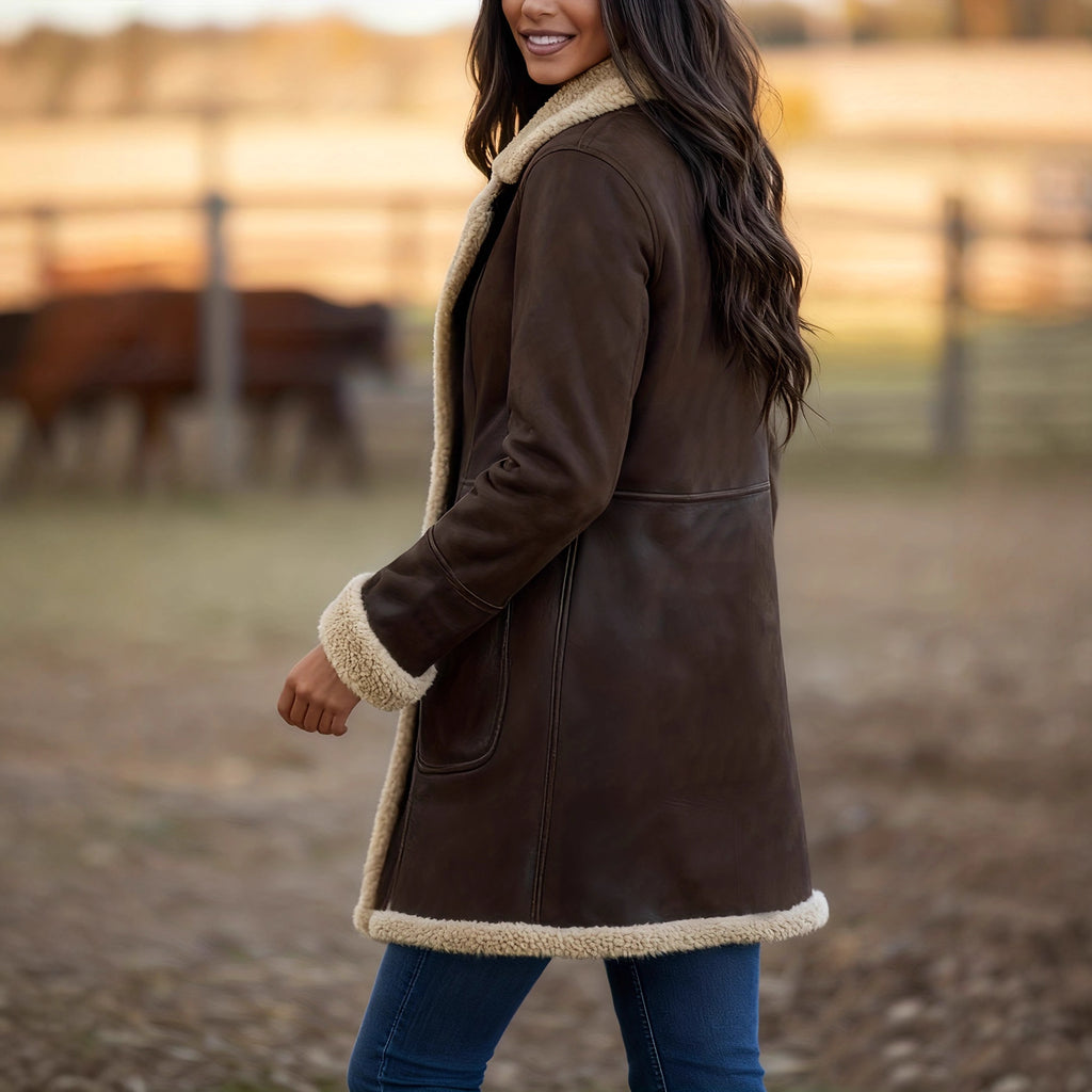 Double-Breasted Leather Coat