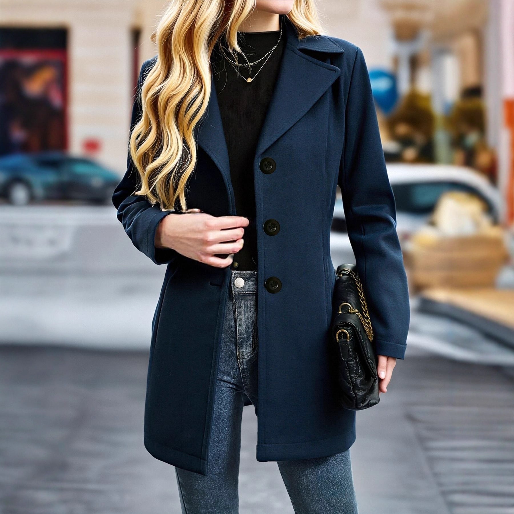 Vintage Notch-Collar Wool Coat