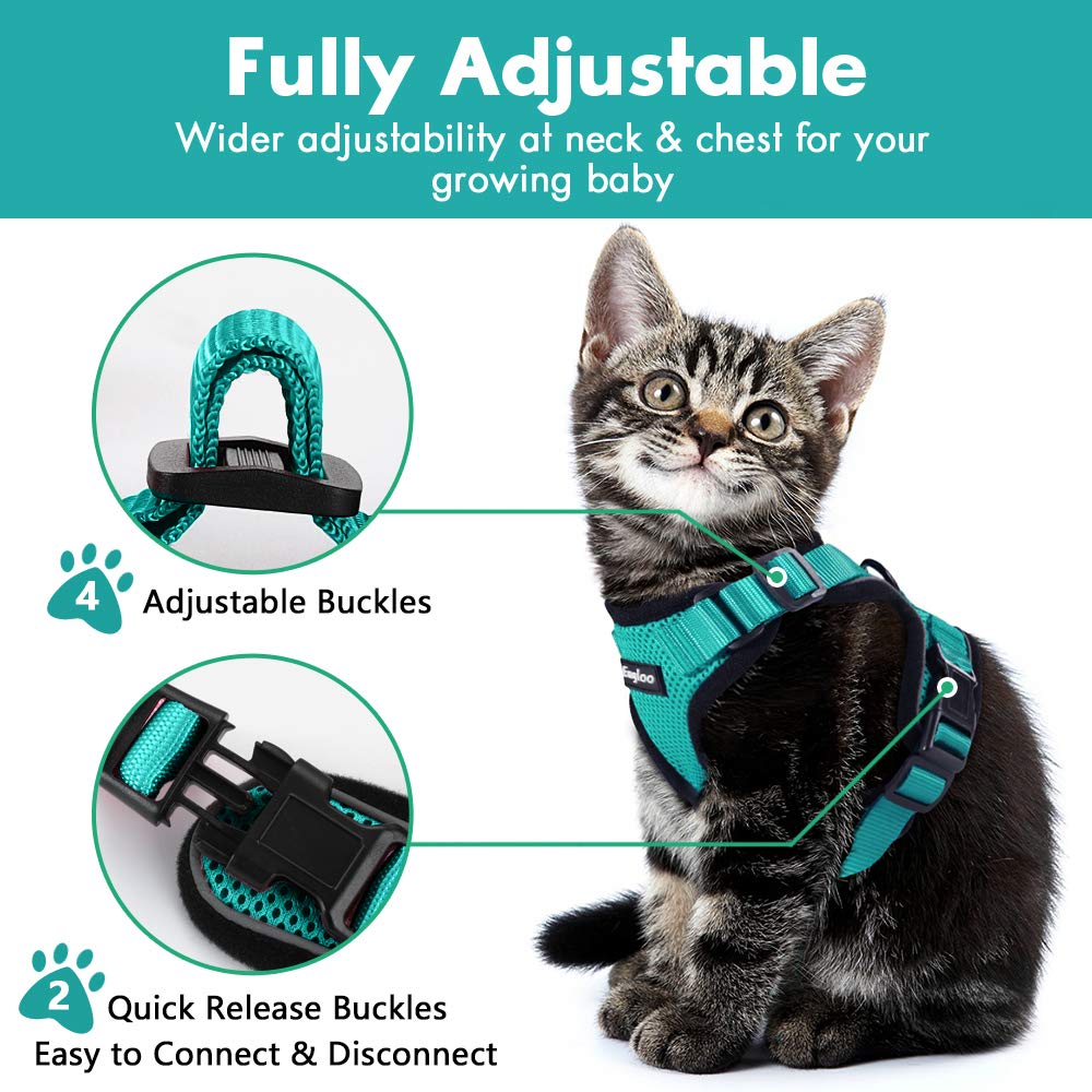 Toll Escape Proof Cat Vest Harness And Car Seat Belt Adapter Adjustable Reflective Cat Harness Soft Mesh Harness For Kitten Puppy