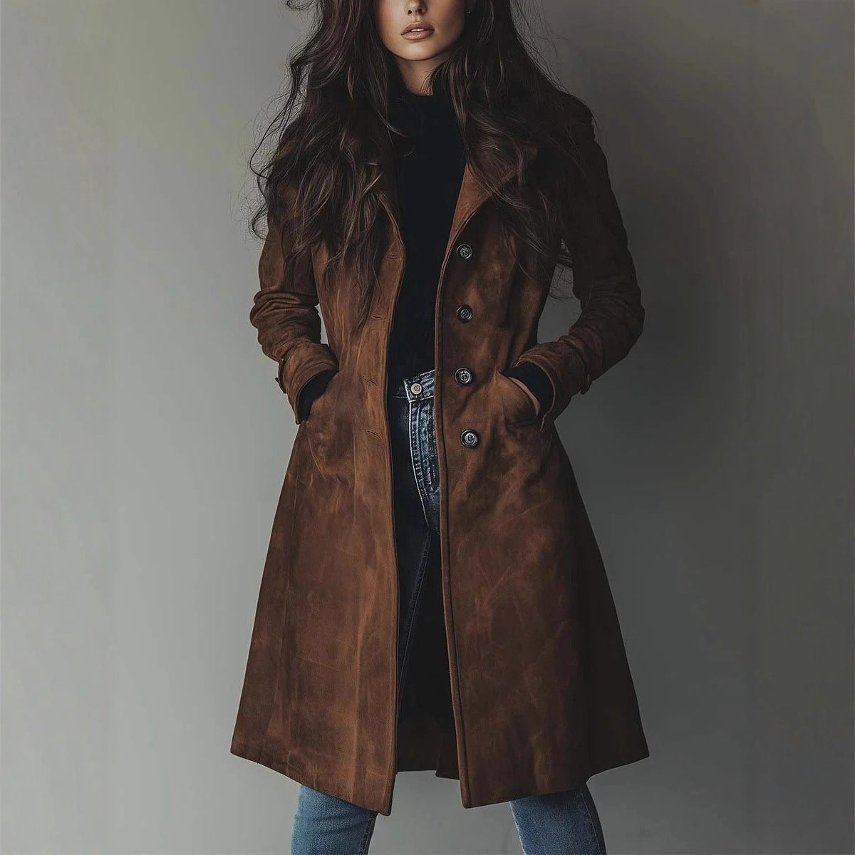 Long Trench Coat for Winter