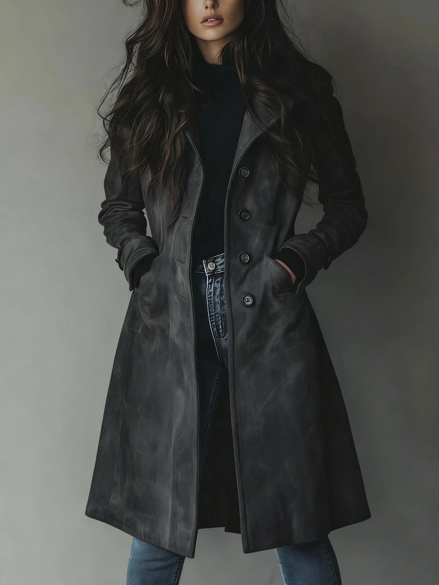 Long Trench Coat for Winter